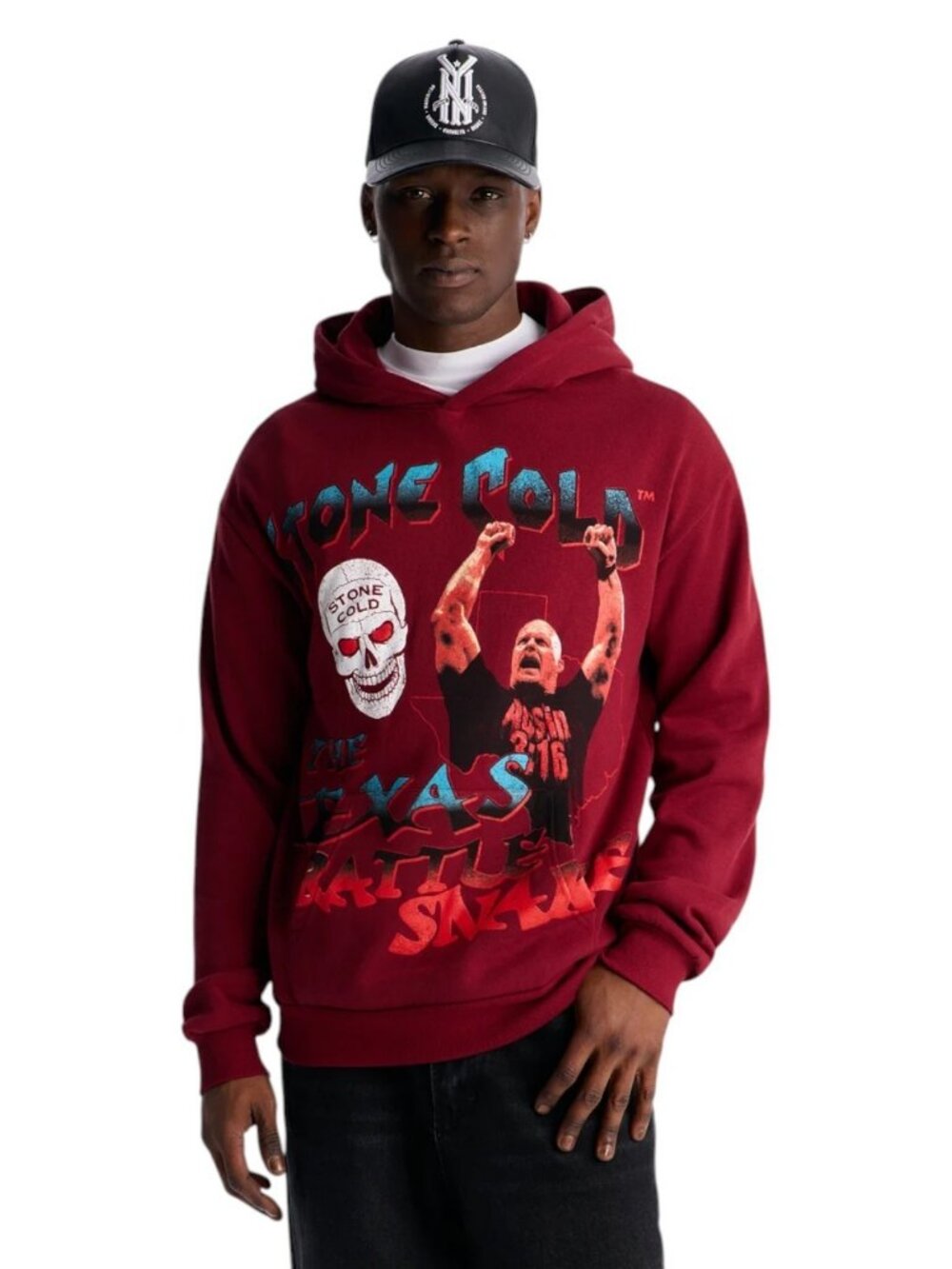 WWE Stone Cold Steve Austin Hoodie Texas Rattle Snake Maroon Men's - NEW
